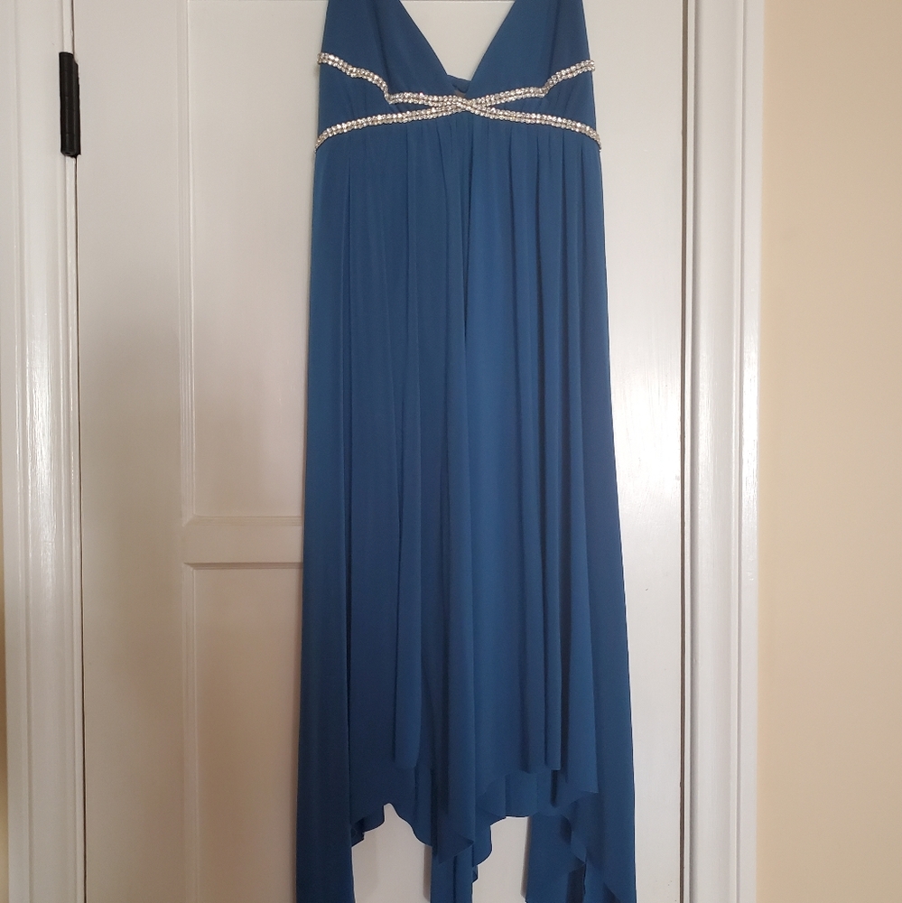 Stunning asymmetrical rhinestone bodice dress